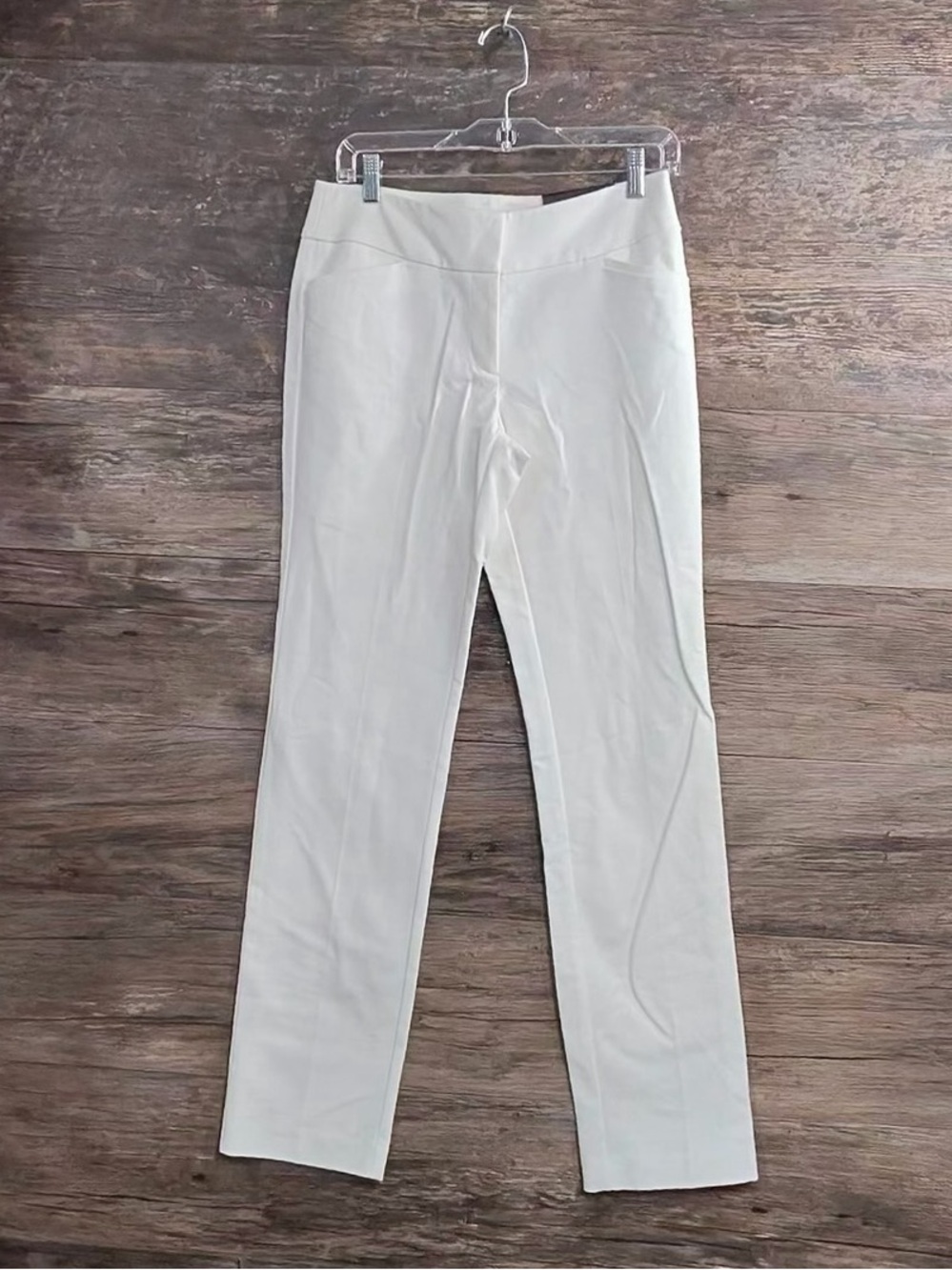 Ann Taylor Cream White Straight-Leg Ponte Slim Pants